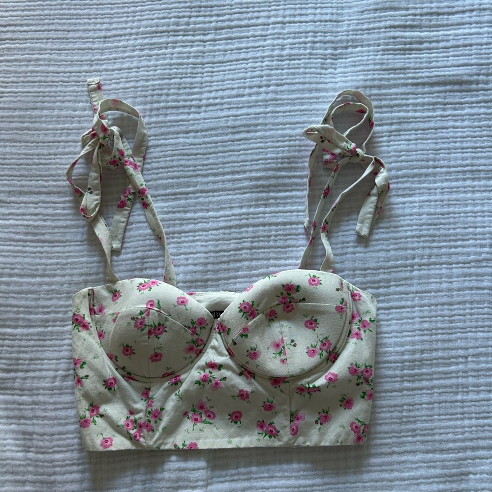 ZARA floral corset top
